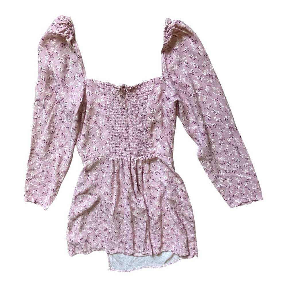 Reformation Corbin Dress Sz 8 Puff Sleeve Smocked - Picture 3 of 5